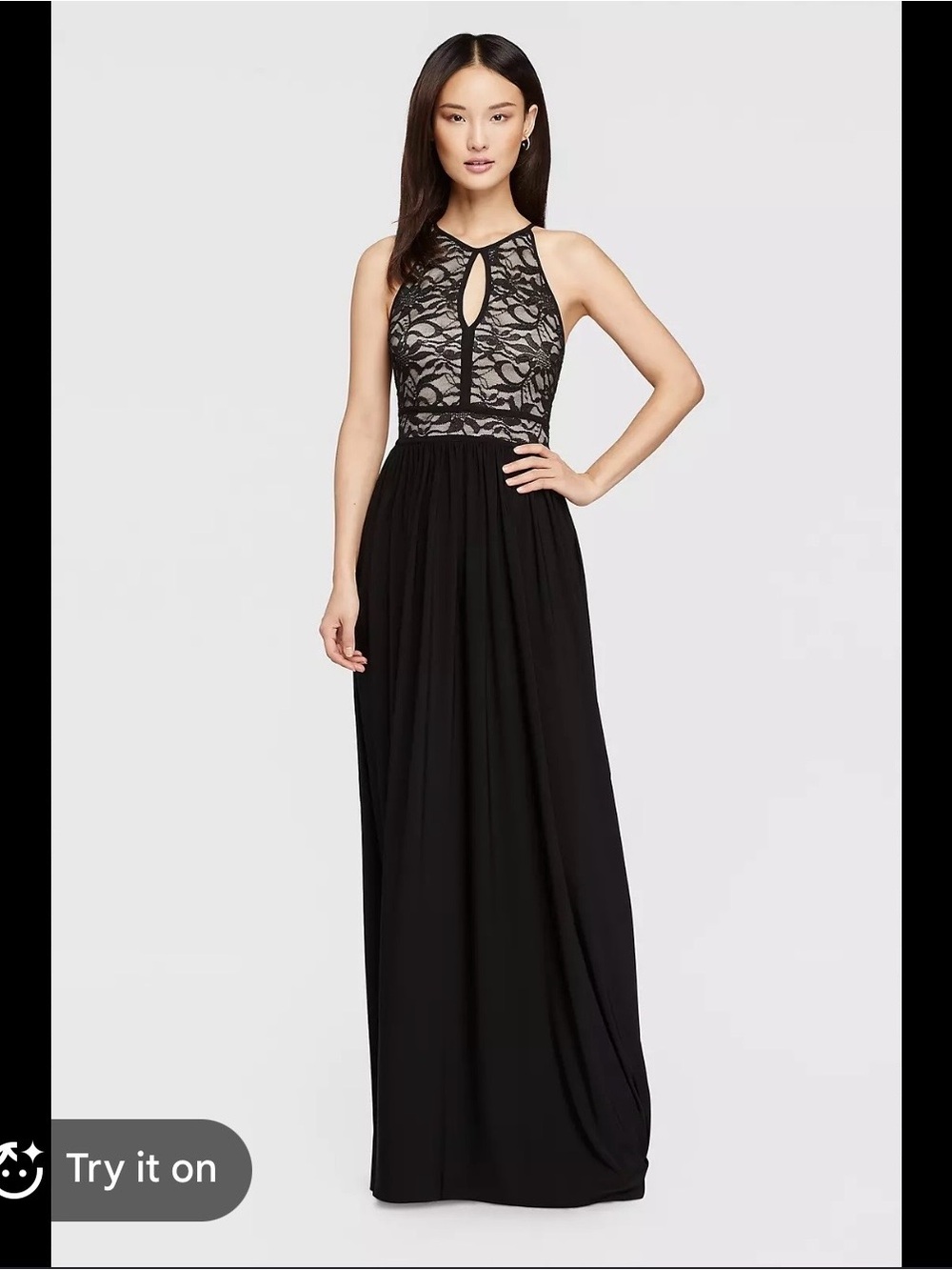 Night Way Collections Black Lace Sequin Bodice Maxi Dress Size 4 Wedding Formal
